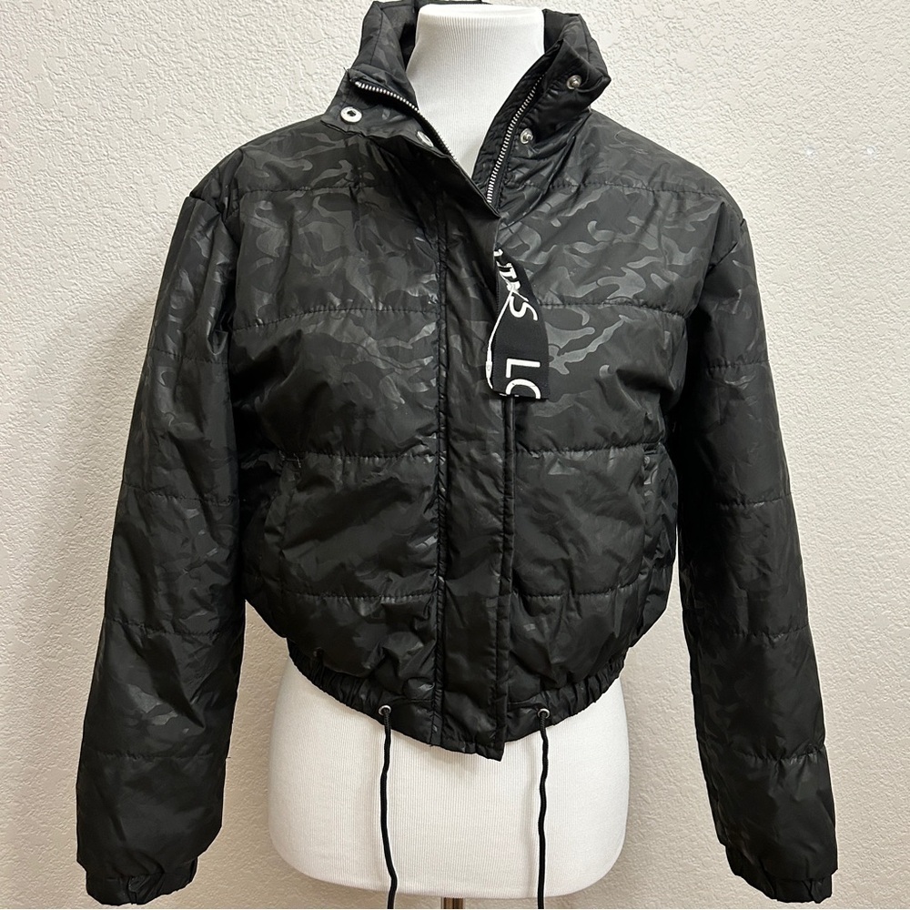 Ashley By 26 International Black Camouflage Puffer Jacket